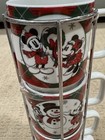 Disney Mickey   Minnie Mouse Christmas Theme Stackable Mug Tower 4 Mugs   New