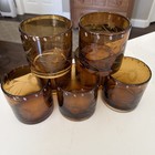 Bobby Flay Amber  Etched Double Old Fashioned Whiskey Rocks Glasses Set Of 7