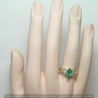 Antique Art Deco Vintage 3 50ct Green Emerald Wedding Ring 14k Yellow Gold Fn