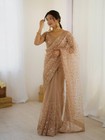 Attractive Look Net Saree With Designer Blouse For Wedding   Reception Wear