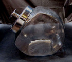 Vintage Clear Glass Caf   Diner Tilt Slant Angled Donut Cookie Jar W Chrome Lid