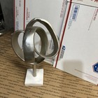 Vtg Mcm Mobius Strip Ribbon Sculpture Contemporary Silver Metal Art On Marble 