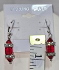 Sterling Silver Earrings Made With Red Swarovski Crystal   Silver Beads