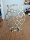 Vintage Brass Owl Bookend Cutout Brass Folding Stand Approx  7  Tall 5 25  Width