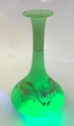 Antique French Opaline Glass Vase perfume Bottle Green Uranium Enameled