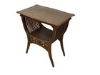 Antique Side Walnut Art Nouveau Pierced Carved   Inlaid Table Stand Parlor 1910