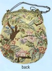 Antique Asian Themed Tapestry Purse W  Ornate Gold-tone Floral Frame
