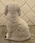 Antique 19th Century Single Large Staffordshire White Gilt Spaniel Dog Tail Down