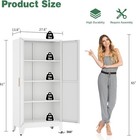 Metal Pantry Cabinet W  2 Doors   Adjustable Shelves 61  Kitchen Storage Cabinet