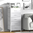 Ollieroo White Dresser For Bedroom Storage Organizer 5 Drawers Vertical Fabric