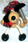 Vintage Scottish Tartan Plaid Wooden Dog Slinky Bouncing Spring Puppet Toy Usa