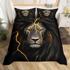 Lion Bedding Animal Duvet Cover Set Size Lightning Lion Pattern King Multi 13