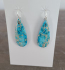 Turquoise Dangle Slab Earrings  Teardrop Shape  Sterling