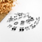 15 Pairs Stainless Steel Stud Hoop Cross Earrings Set Men Women Piercing Jewelry