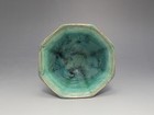 Chinese Old Ming  qing Dynasty Octagon -shaped Blue Glaze Stemcup