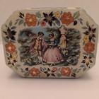 Vintage Daher Floral Hinged Tin Box Octagon Container Made In England  11101
