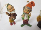 Lot Of 4 Elf Gnomes Ornaments Christmas Hong Kong Plastic Vintage Pixies