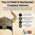 Adult Medieval Barbarian Helmet Horns Viking Horned Halloween Costume Accessory