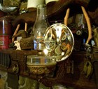 1890s Victorian Cast Iron Wall Bracket Oil Lamp With Mercury Reflector  Complete