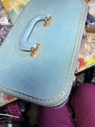 Vintage Blue Monarch Cosmetic Travel Train Case Includes Key