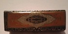 Vintage Italian Lipstick Case mirror  Browns gold Trim 3 1 4  Long Red Lining
