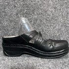 Klogs Carolina Womens 8 Black Leather Slip Resistant Clogs Mules Comfort Shoes