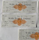  5  1875 Antique Wells Fargo Carson City Nevada Nv Check Checks Rn Revenue Stamp