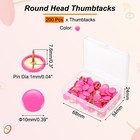 Roundness Push Pins  200 Pcs Thumb Tacks Decorative Pins  Rose Red