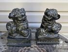 Foo Fu Dogs Guardian Lion Chinese Statue Stone Carved Heavy Bookends Pair Vtg