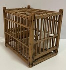 Vintage Wooden Coal Miners Miner Canary Bird Cage W  Water Cup And Feeder