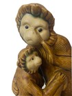 Vintage Capuchin Monkey And Baby Figurine Statue Art Pottery Majolica 10x10 
