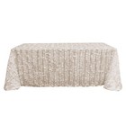 Beige 90 x132  Taffeta Rectangular Tablecloth Leaf Petals Design Party Supplies