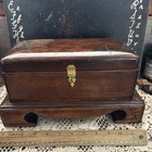 Vintage Handmade  Wood  Coffin Style Jewelry Box  treasure Box