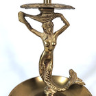 Antique Brass Mermaid Candlesticks Pair Candle Holders Bowl Base Art Nouveau 6 