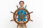 Antique Iron Clad Mahogany Ship   s Wheel