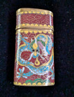 Vintage Oval Chinese Cloisonn    Enamel Opium Box  Fire Dragon - 4 5 Cm