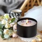 24 Pack Candle Tins 12pcs 8 Oz   12pcs 4 Oz Black Jars With Metal Wood-grain Lid