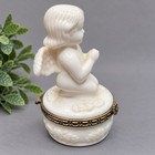 Vintage Small Praying Cherub Angel Small White Porcelain Trinket Pill Box
