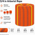 3 4 Inch Arborist Rigging Rope -100 Feet Thick Bull Rope For Tree Pulling  Outdo