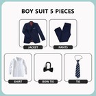 Boys Formal Suits Navy Blue Kids Tuxedo Suit Set Bow Tie Wedding Size 6 7yrs
