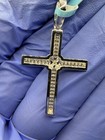 925 Sterling Silver Moissanite Cross Pendant White Stones 8mm Bail