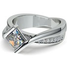 1 00ct Princess Cut Simulated Diamond Engagement Ring 14k White Gold