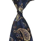 New Classic Paisley Dark Blue Beige Woven Skinny Silk Men s Tie Necktie 3 15 8cm