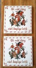 2 Vtg K r  1981 Norwegian Norway Floral Country Hang Wall Display Trivet Tiles