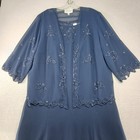 David s Bridal Mother Of The Bride Dress Navy Beaded Sleeveless Shift W  Jacket