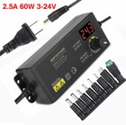 Universal 2 5a 60w 3-24v Adjustable Dc Power Supply Adapter Volt Display 9 Plugs
