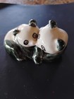 3 Vintage Glazed Porcelain Ceramic Ying Yang Panda Bear Figurines China 