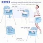 5-in-1 Foldable Baby High Chair Toddler Booster Seat W  Tray   Harness Blue