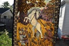 Gnomes Capturing Unicorn Tapestry Wall Hanging Art 56  X 39  A t c  Turkey 70s