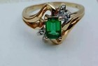 Lab Created Emerald 3ct Emerald Cut Vintage Engagement Ring Yellow Gold Plated